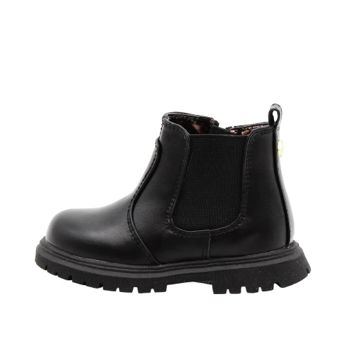 Stivaletto nero in pelle con cerniera