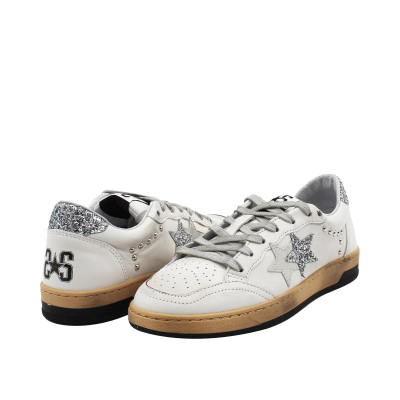 2-STAR - Sneakers bianca e argento - 5028