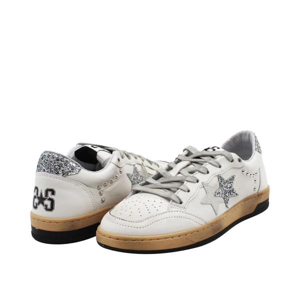 2-STAR - Sneakers bianca e argento - 5028