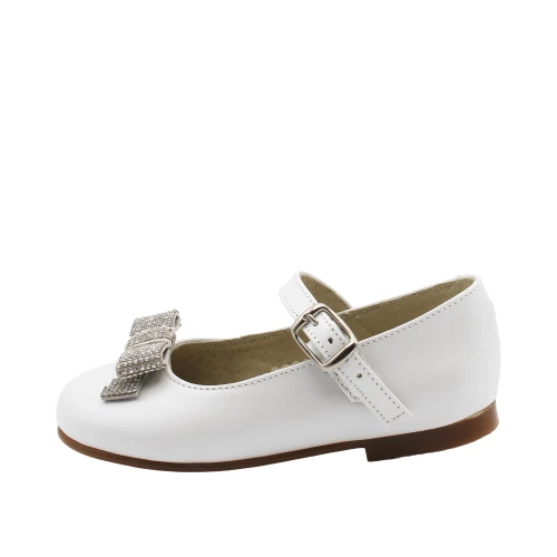 PANYNO - Ballerina bianca con fiocco strass - b3612