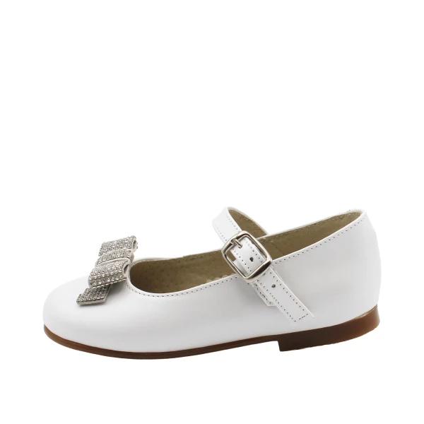 PANYNO - Ballerina bianca con fiocco strass - b3612