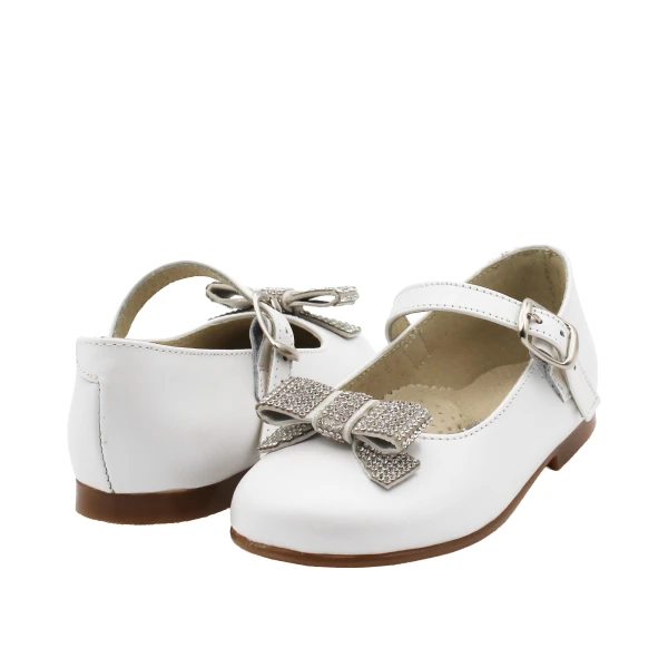 PANYNO - Ballerina bianca con fiocco strass - b3612