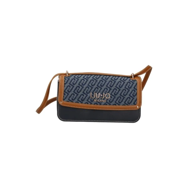 LIU JO - Borsa logata blu e cuoio - aa6073t379a-94024