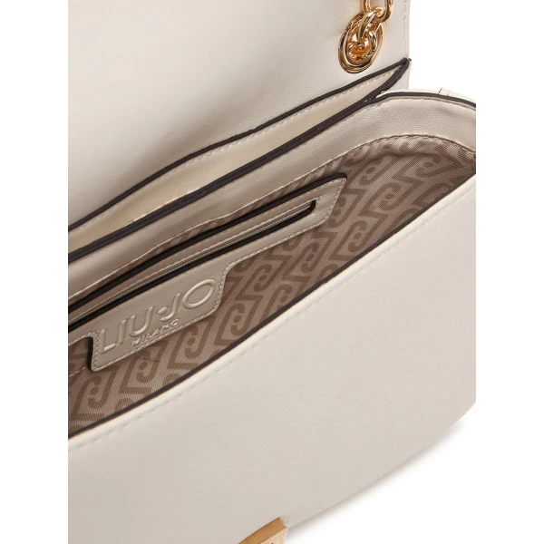 LIU JO - Borsa bianco/crema con tracolla e catena -