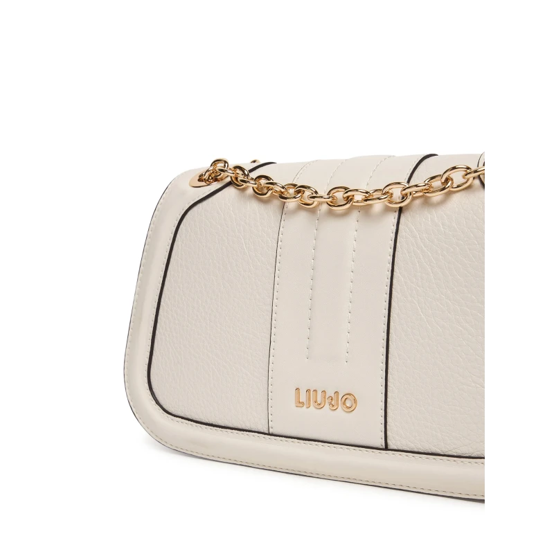 LIU JO - Borsa bianco/crema con tracolla e catena -