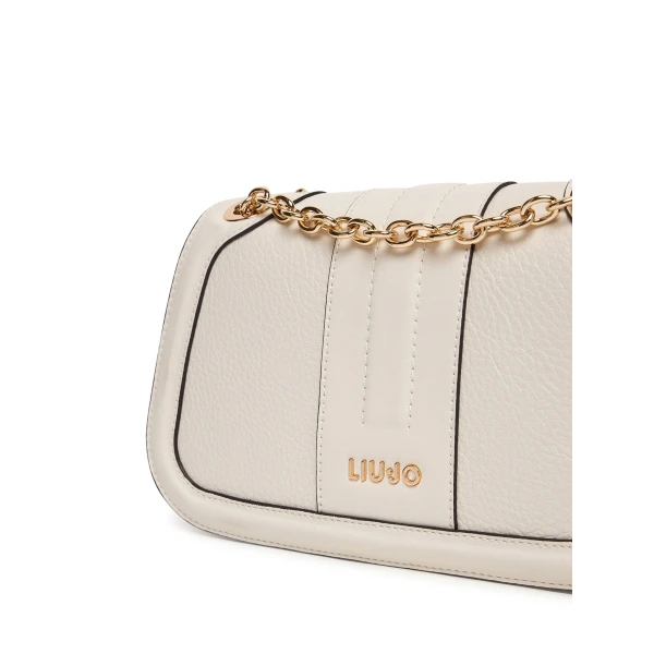 LIU JO - Borsa bianco/crema con tracolla e catena -