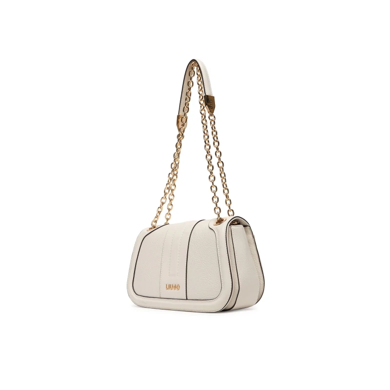 LIU JO - Borsa bianco/crema con tracolla e catena -