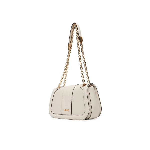 LIU JO - Borsa bianco/crema con tracolla e catena -