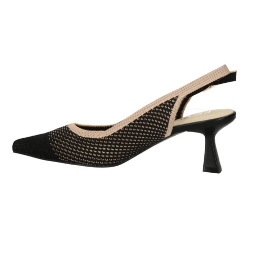 KEYS - Decolletté chanel nera e beige in tessuto - k-12102