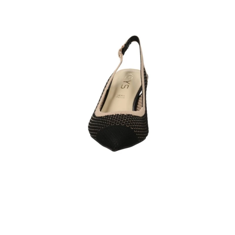 KEYS - Decolletté chanel nera e beige in tessuto - k-12102