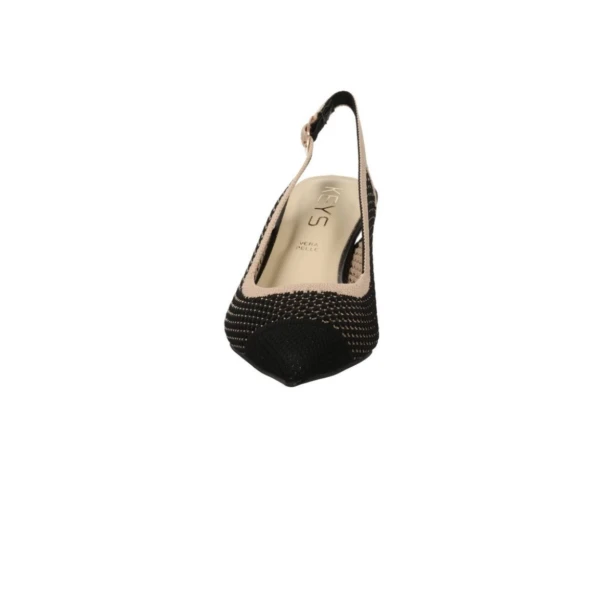 KEYS - Decolletté chanel nera e beige in tessuto - k-12102