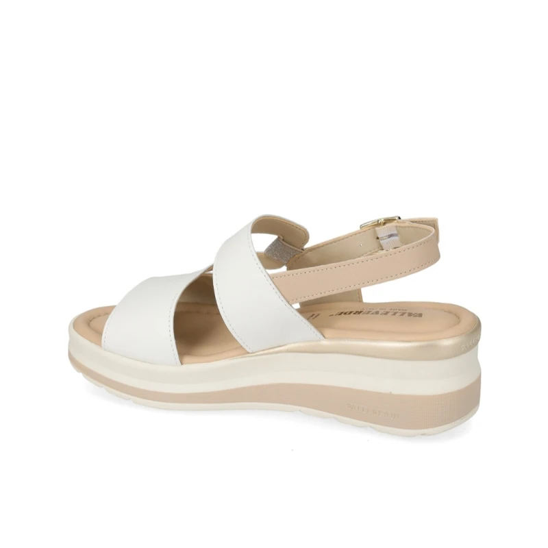 VALLEVERDE - Sandalo bianco e beige con zeppa - vgi302m