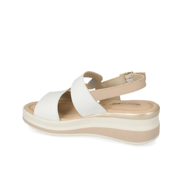 VALLEVERDE - Sandalo bianco e beige con zeppa - vgi302m