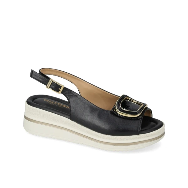 VALLEVERDE - Sandalo nero con zeppa - v32104