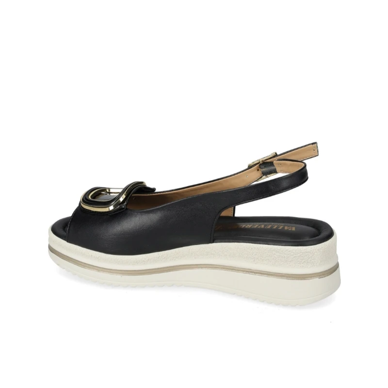 VALLEVERDE - Sandalo nero con zeppa - v32104