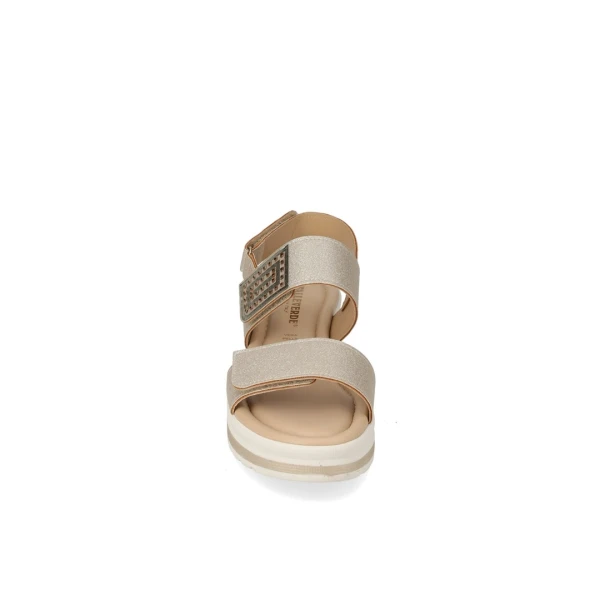 VALLEVERDE - Sandalo platino con strass e zeppa - vmi104m