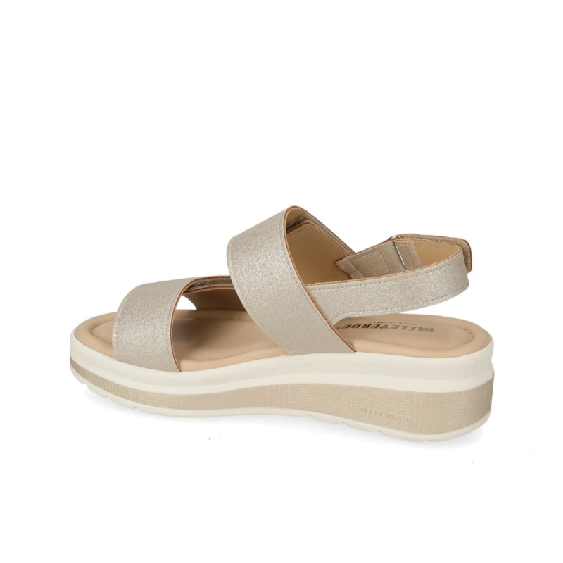 VALLEVERDE - Sandalo platino con strass e zeppa - vmi104m