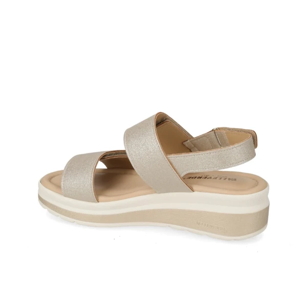 VALLEVERDE - Sandalo platino con strass e zeppa - vmi104m