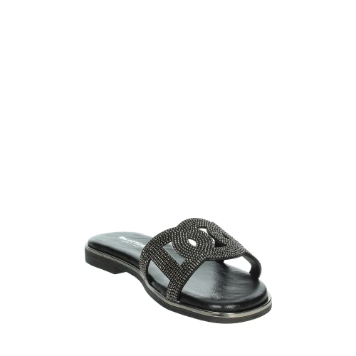 VALLEVERDE - Ciabatta nera con strass - 32030 2