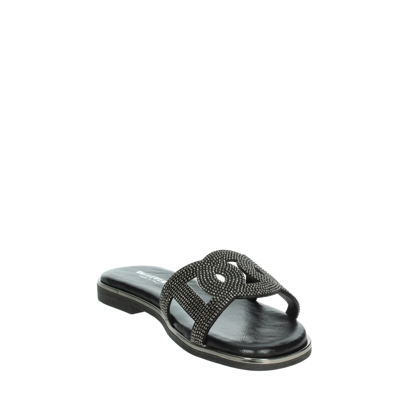 VALLEVERDE - Ciabatta nera con strass - 32030