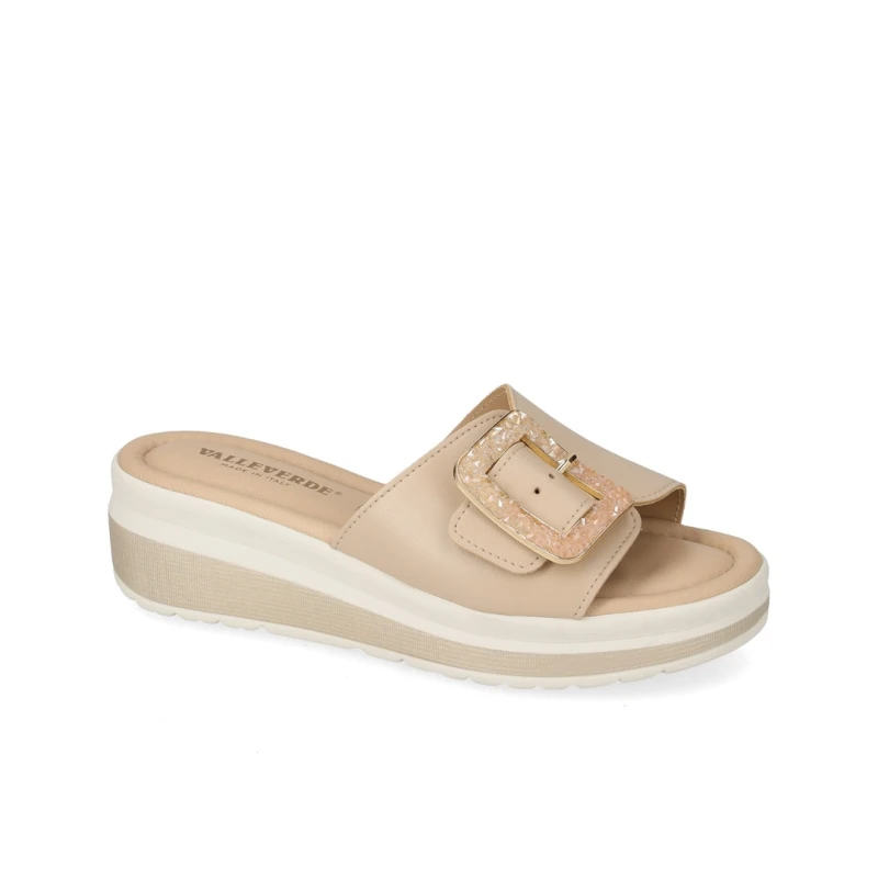 VALLEVERDE - Ciabatta beige con fibbia - vmi100m