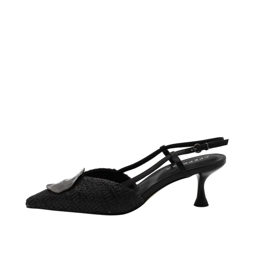 APEPAZZA - Decollete' slingback in raffia nero - s6glow05/raf
