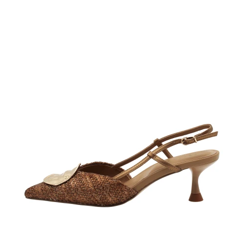 APEPAZZA - Decollete' slingback in raffia bronzo - s6glow05/raf