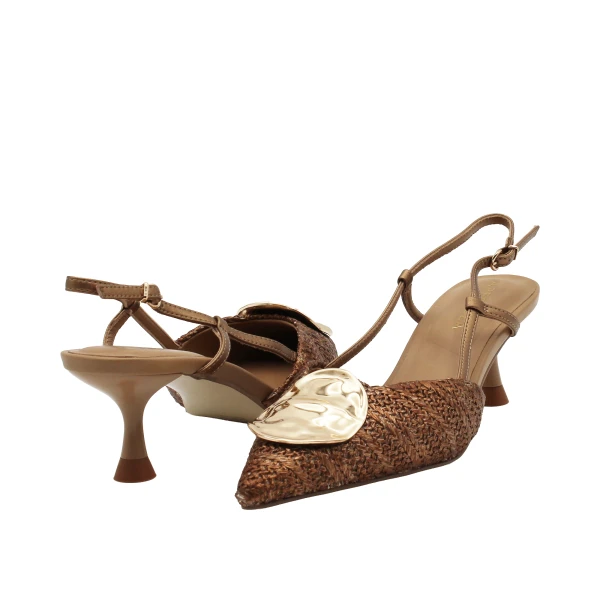 APEPAZZA - Decollete' slingback in raffia bronzo - s6glow05/raf