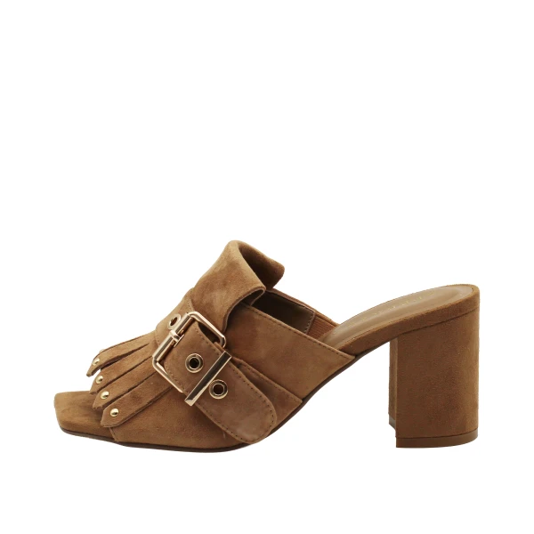 APEPAZZA - Sandalo mule con frangia e fibbia - 