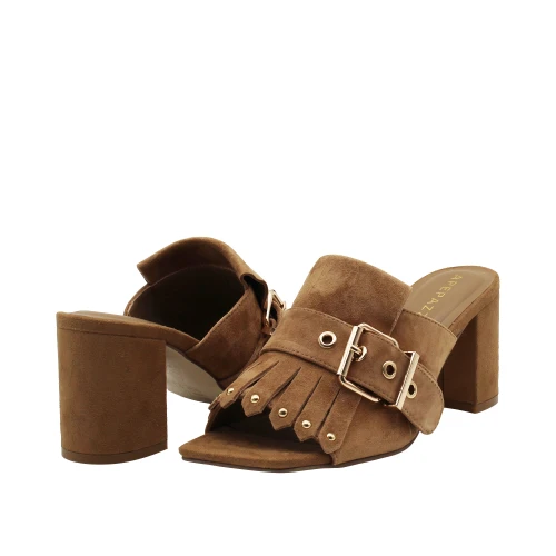 APEPAZZA - Sandalo mule con frangia e fibbia -  2