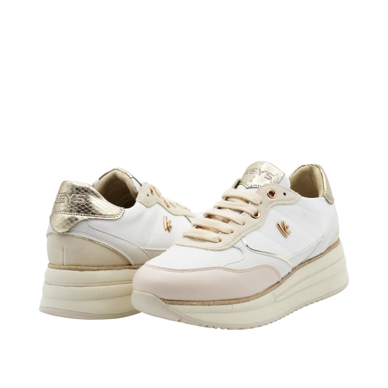KEYS - Sneakers bianca e beige - k-11893