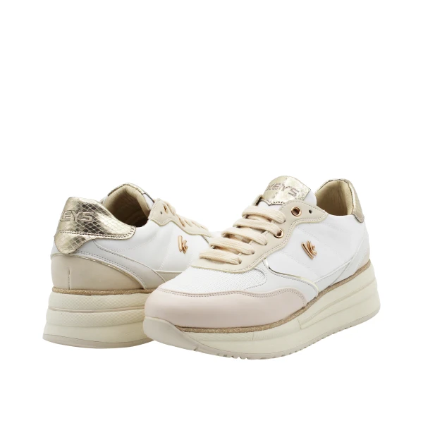 KEYS - Sneakers bianca e beige - k-11893