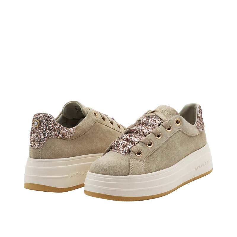 APEPAZZA - Sneakers beige e glitter - s6lifty28/sug