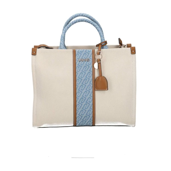 LIU JO - Borsa beige e jeans in tessuto con manici -