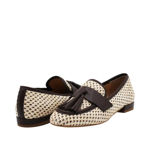 NACREE - Mocassino in raffia con nappine - 918k045 2
