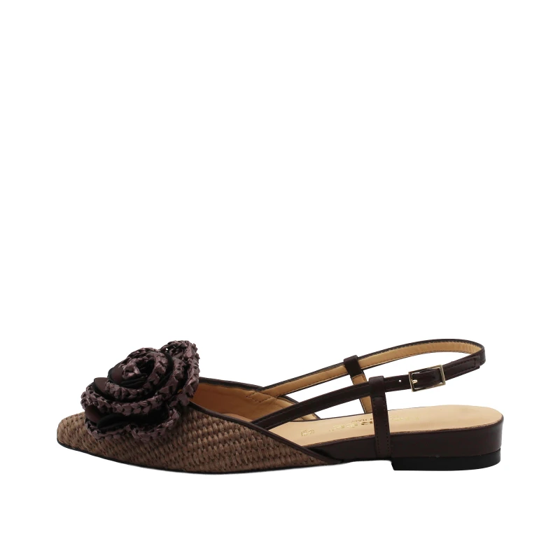 NACREE - Decollete slingback raffia marrone - 1703006