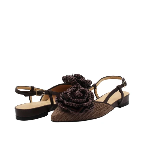NACREE - Decollete slingback raffia marrone - 1703006 2