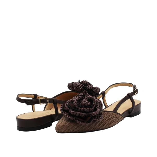 NACREE - Decollete slingback raffia marrone - 1703006