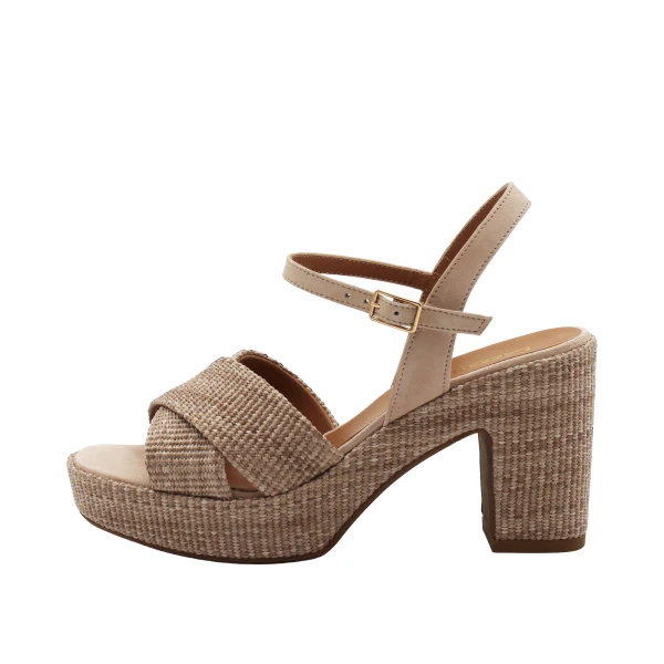 LAZZARIFELICI - Sandalo beige in raffia con plateau - 2150/vera