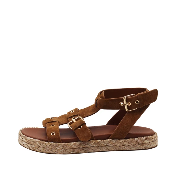 EMANUELLE VEE - Sandalo cuoio con borchie - 461m-207-25-p011