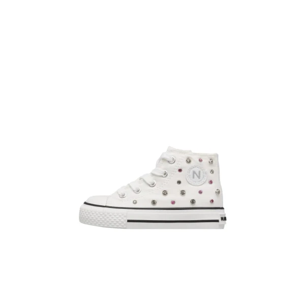 NATURINO - Sneakers bianca alta con strass - 0012018270-42-1n02