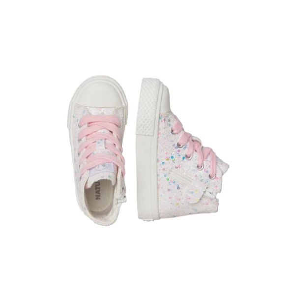 NATURINO - Sneakers bianca alta glitterata - 0012018270-83-1r02