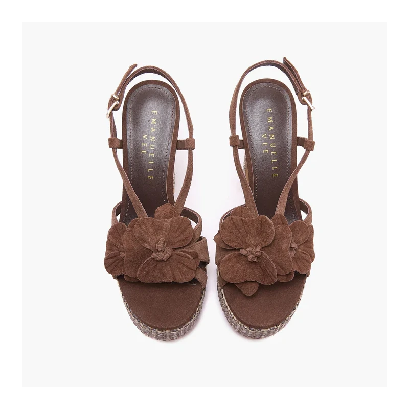 EMANUELLE VEE - Sandalo marrone con plateau - 461m-200-12-p002