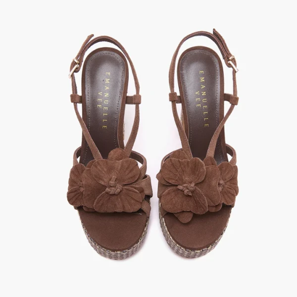 EMANUELLE VEE - Sandalo marrone con plateau - 461m-200-12-p002