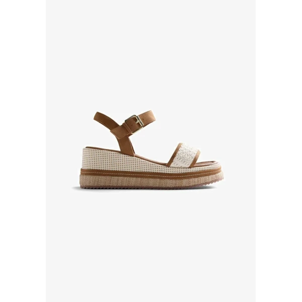 GIOSEPPO - Sandalo beige e cuoio in raffia - 79236