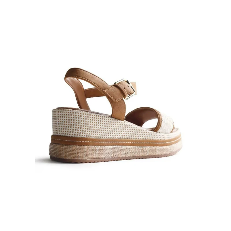 GIOSEPPO - Sandalo beige e cuoio in raffia - 79236