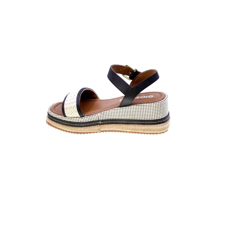 GIOSEPPO - Sandalo nero e beige in raffia - 79236