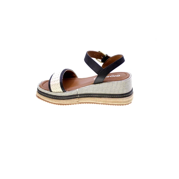 GIOSEPPO - Sandalo nero e beige in raffia - 79236