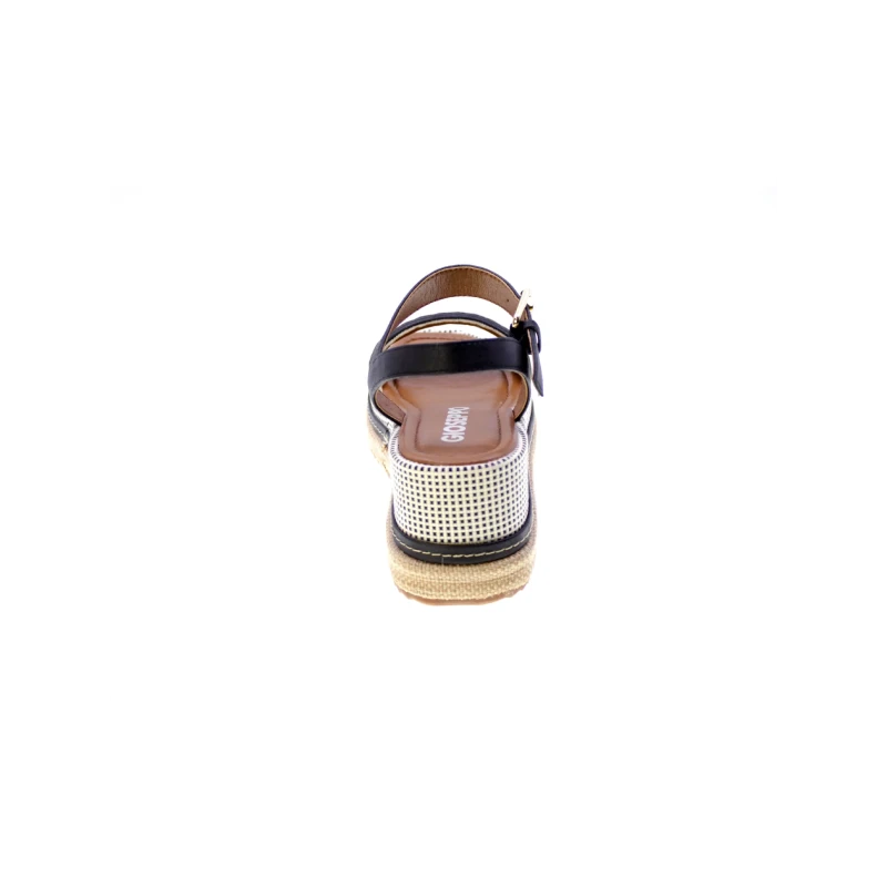 GIOSEPPO - Sandalo nero e beige in raffia - 79236