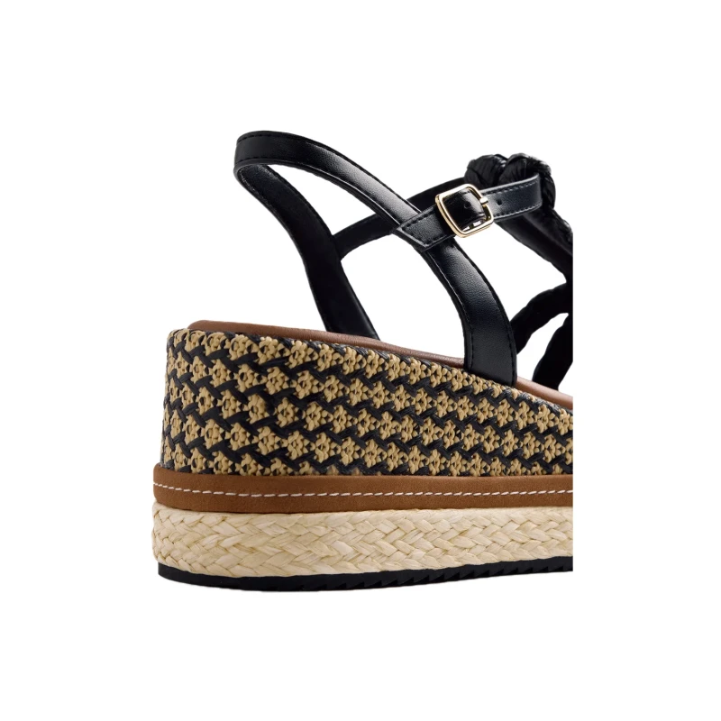 GIOSEPPO - Sandalo nero e beige in raffia - 78112